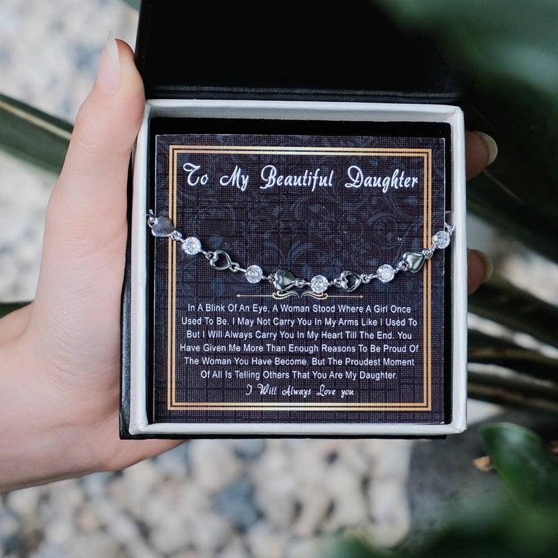 CALLA DECORGIFTS To My Daughter Bracelet From Mom And Dad With Heartfelt Message & Elegant Box, Valentines Gifts For Daughter, Jewelry Gift For Daughter From Mother and Father On Birthday, Graduation - Image 3